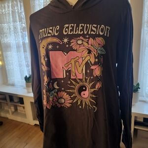 MTV Graphic Hoodie with Floral Design